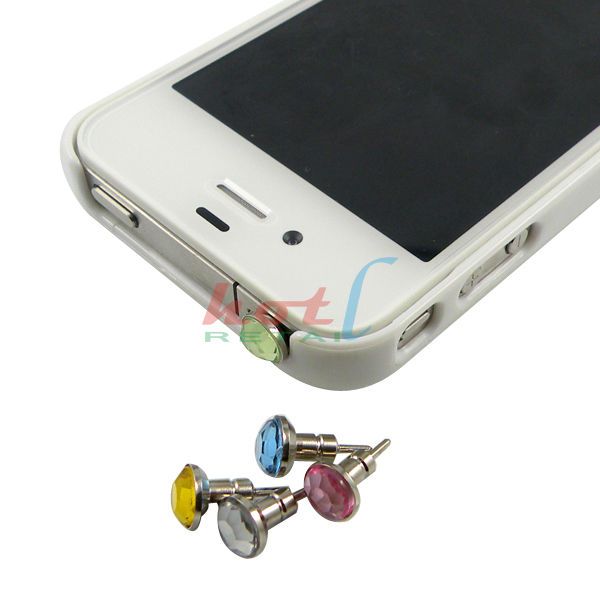   Diamond Earphone 3.5mm Jack Dustproof Plug Stopper For iPhone 4S HTC