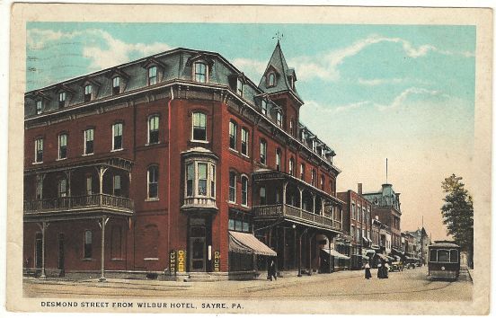 Desmond Street from Wilbur Hotel, Sayre, Pa   1925  