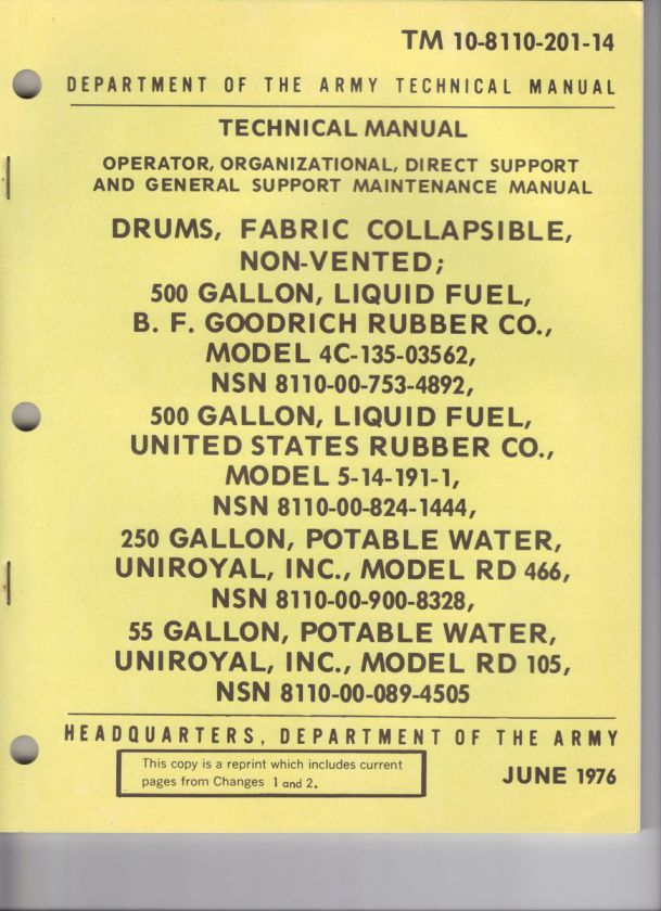 Drums Collapsible, 500, 250 and 55 Gallons, Maintenance  