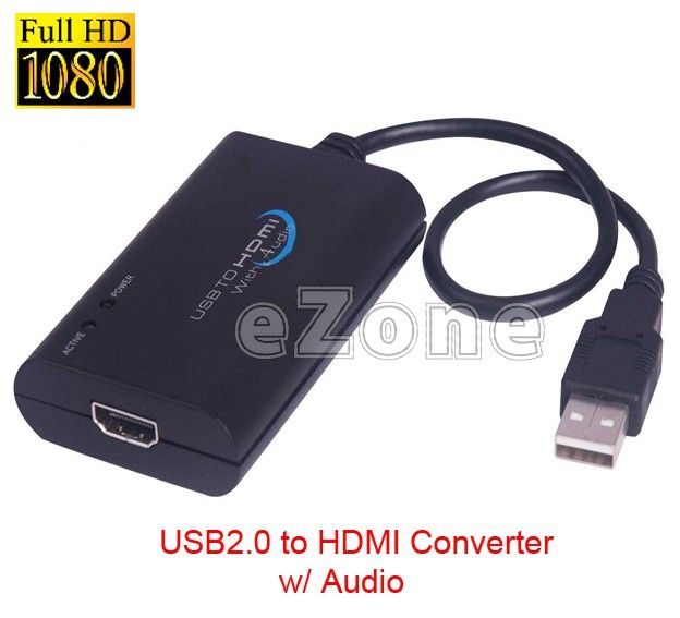 USB 2.0 to HDMI Converter Adapter with Audio   Support 1080p Full HD 