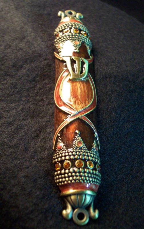 Shin Brown Enamel MEZUZAH MEZUZA Torah Judaic Jewish  