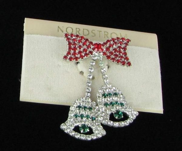 New  Christmas Bells brooch pin RHINESTONE $42  