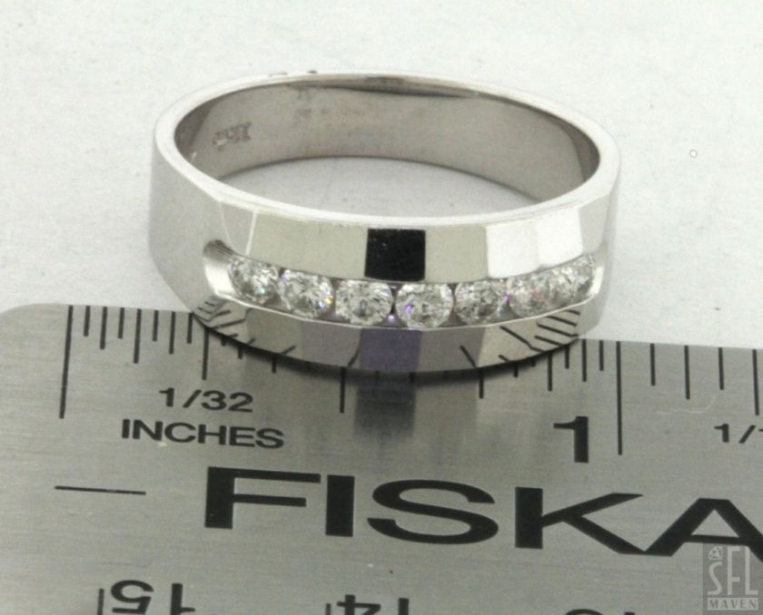 14K WHITE GOLD SIGNED 0.62CT DIAMOND MENS BAND RING SIZE 9.75  