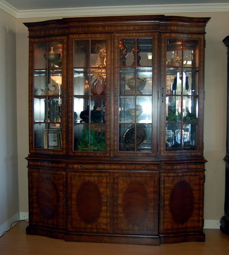 11 Piece Mahogany Inlaid Dining Table Set  