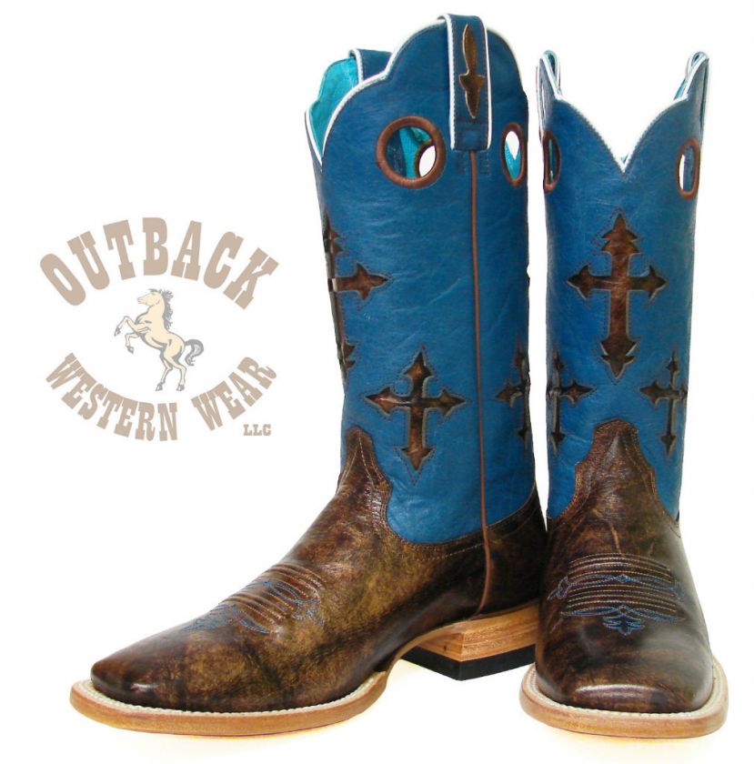 Ariat Mens Blue Ranchero Buckskin Boots 10007679  