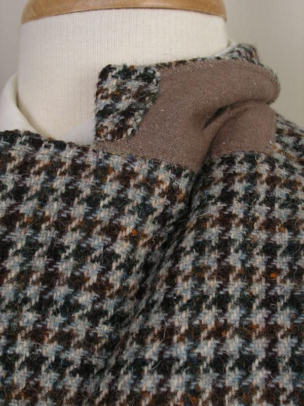 Harris Tweed Vtg Vintage Sport Coat Gray Black Brown Houndstooth 