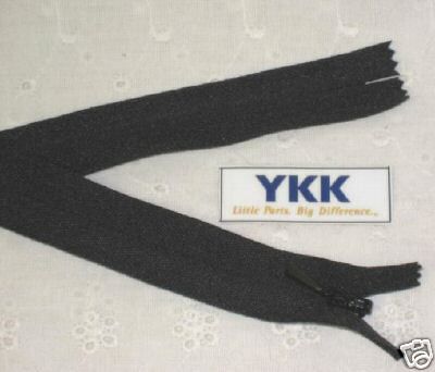 100) 14 Invisible Zippers ~Closed Bottom~ Black ~ YKK  