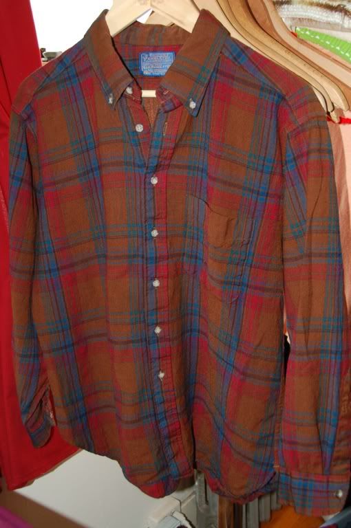 VTG Sir PENDLETON Worsted Virgin Flannel 70s Grunge 1 Pocket Red Blue 