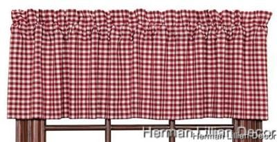   White Gingham Check Lined Window Valance 72 X 16 100% Cotton  