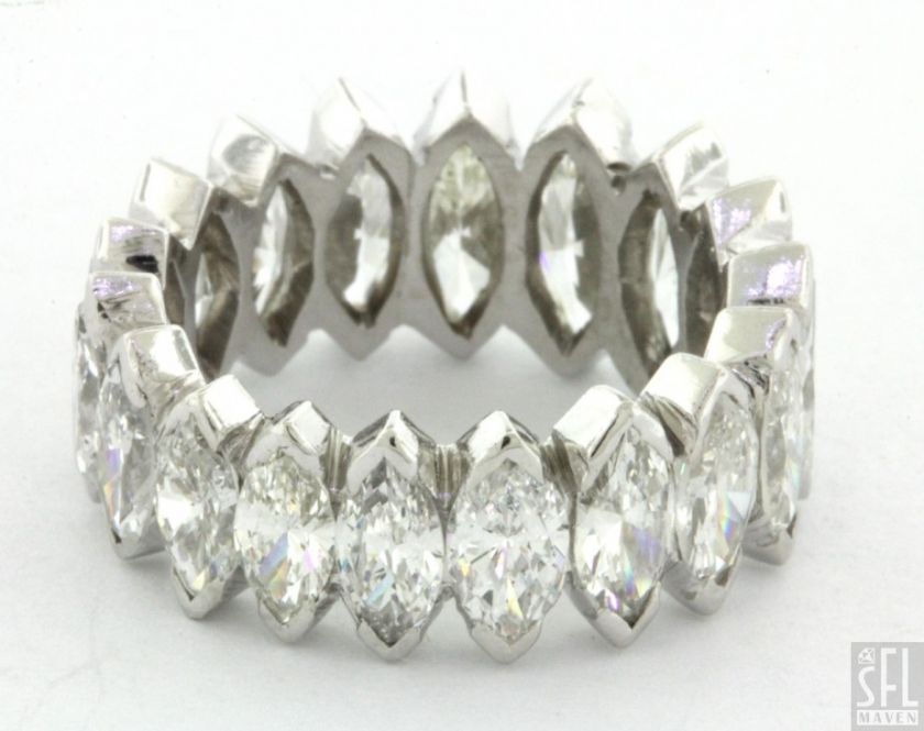 VINTAGE PLATINUM EXQUISITE 7.0CT MARQUISE DIAMOND ETERNITY BAND RING 