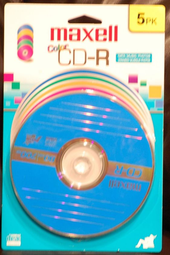 Maxell Color CD R 5 Pack (Data Music Photos) *NEW* 025215671081  