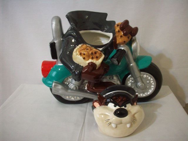 TASMANIAN DEVIL MOTORCYCLE BIKE COOKIE JAR #C1303.  