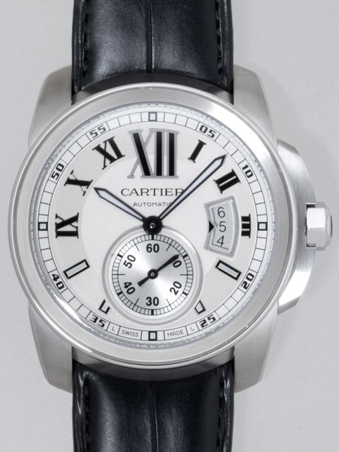 CARTIER Calibre de Cartier Automatic SS Leather WHITE DIAL W7100037 