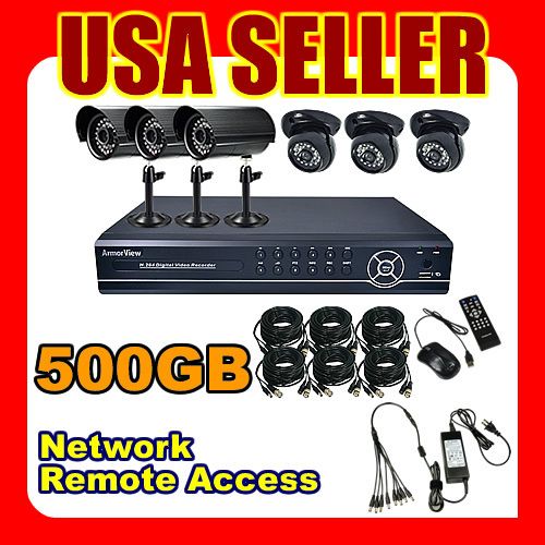   Channel CCTV Security Camera System with 500GB Hard Drive H.264 DVR