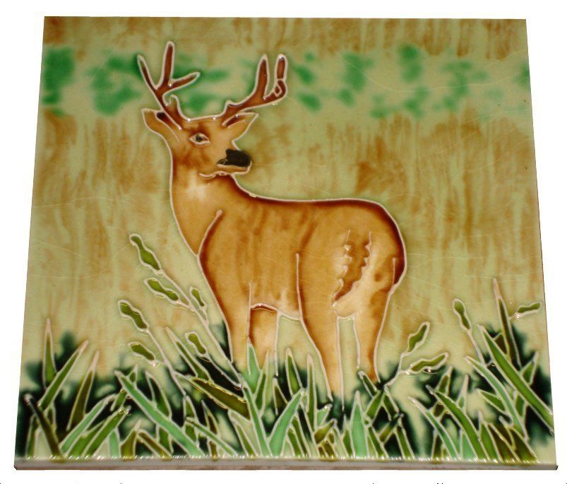 Ceramic Glazed Decorative 6 x 6 Tile 1  Deer  