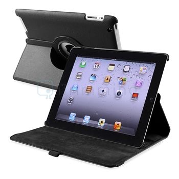 Black 360° Rotating Magnetic PU Leather Case Cover Stand For New iPad 