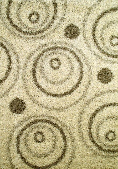 IVORY SHAG CIRCLES abstract MODERN AREA RUG 5x7 CARPET  