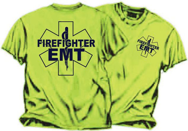 Firefighter/EMT Duty Safety GreenT Shirt  