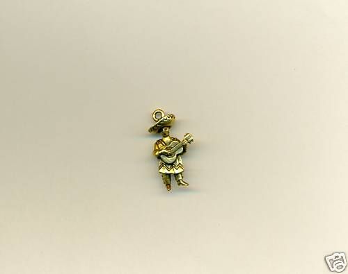 Antique Gold Mariachi Singer Charms  