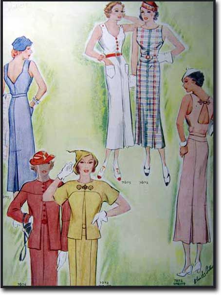 1934 ART DECO Blanch Rothschild FASHION PRINTS  