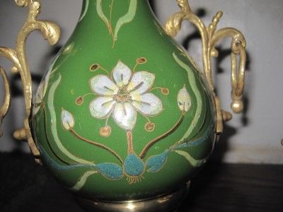   Enameled Vase Shaped Mantle Clock with Candelabras c.1880s  