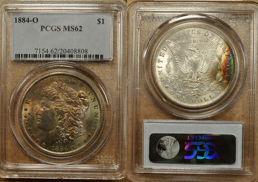 1884 O PCGS MS62 Morgan Dollar   Rainbow Toning  