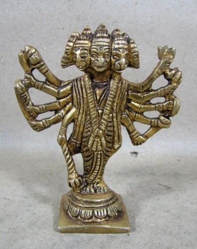 BRASS STATUE OF HINDU MONKEY GOD HANUMAN FIVE FACE ,IND  