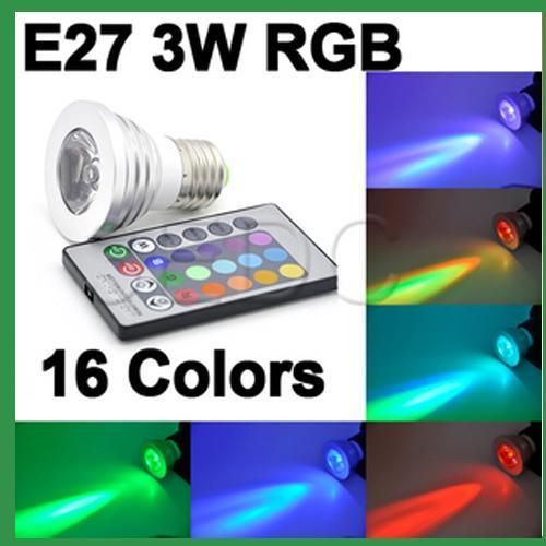 10 X E27 16 Color RGB IR Change LED Light lamp 3W Bulb with Remote 