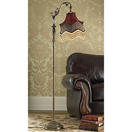 Dale Tiffany Beaded Ruby Floor Lamp silk shade/crystal accent Her/Mom 