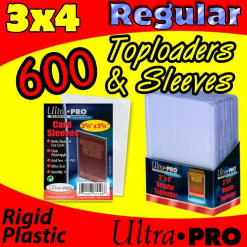 600 ULTRA PRO 3 x 4 REGULAR TOPLOADERS w/ CARD SLEEVES  