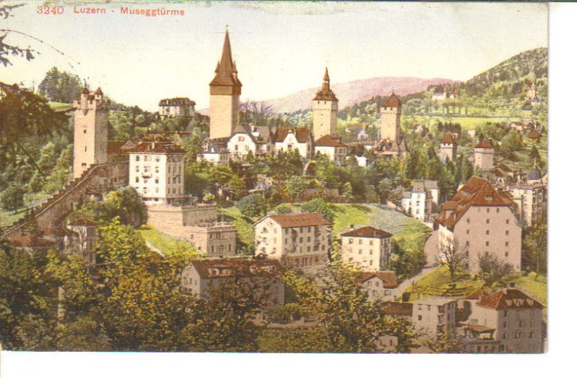 Luzern Switzerland Museggturme town old postcard  