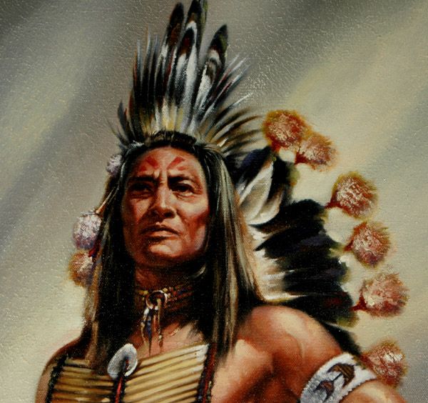 ORIGINAL OIL PAINTING NATIVE AMERICAN.BY RUSS DOCKEN  