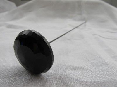 ANTIQUE VICTORIAN FACETED FRENCH JET GLASS HAT PIN  