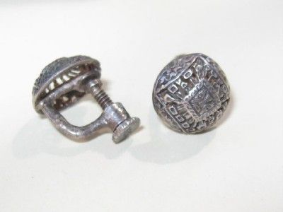 Vintage Sterling Cut Work Screw on Earrings Peru or Mexico ?  