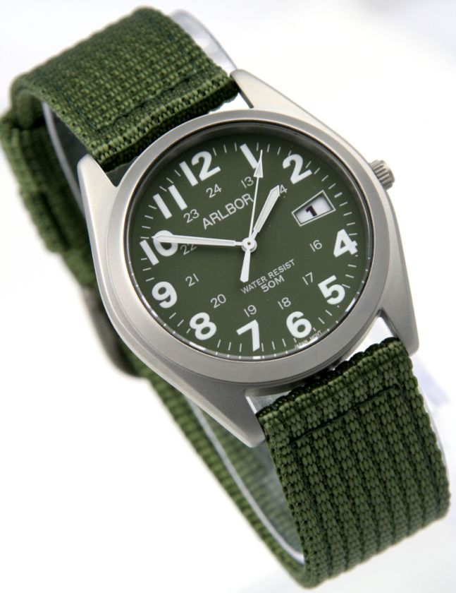 Arlbor Military Style Watch Citizen Movement Army Green   New  
