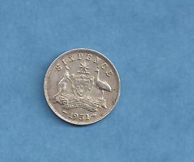 AUSTRALIA SILVER COIN 1951 6 PENCE  