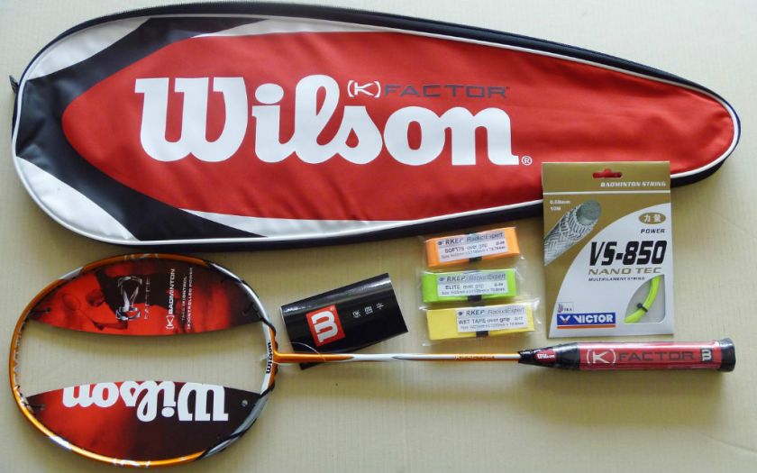 WILSON K STING badminton racket racquet + VICTOR string + 3 grip 4U 