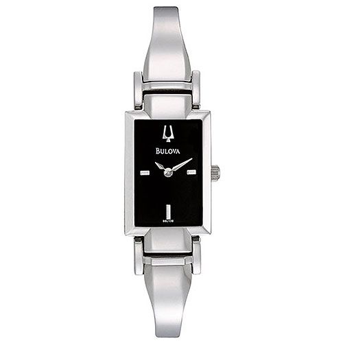 Bulova Dress Stainless Steel Band Black Dial Analog Quartz Womens 