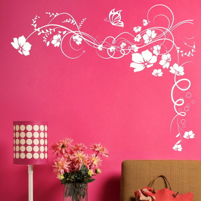   stickers, vine flower butterfly wall art stickers kitchen bathroom n21