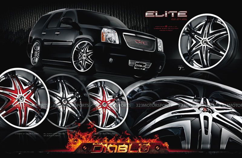 28 DIABLO TRUCK WHEELS & RIMS ESCALADE YUKON TAHOE GMC WHEELS 