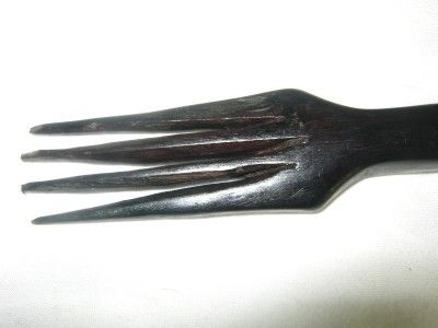 VINTAGE HAND CARVED WOOD KNIFE SPOON FORK MADE IN KENYA  