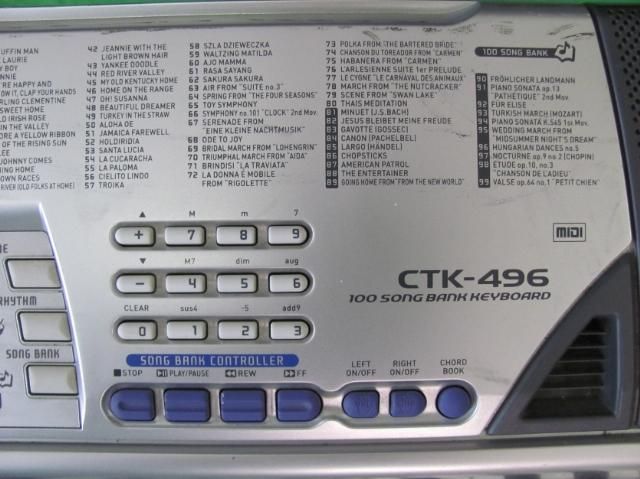 Casio Electric Portable CTK 496 100 Song Bank Keyboard  