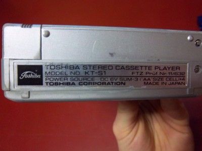 Vintage Toshiba KT S1 Stereo Portable Cassette Tape Player  