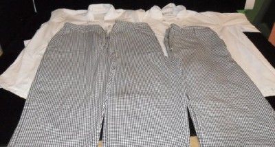 Chef Pants Cook Professional Black White Lot 5 Coat  