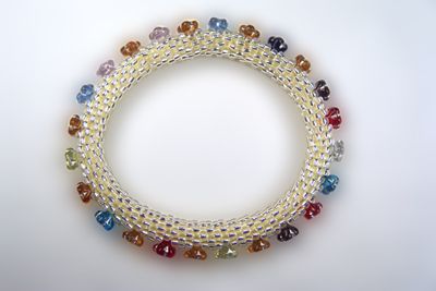 Designer Jewelry   Multi color Flower Bead Crochet Bracelet