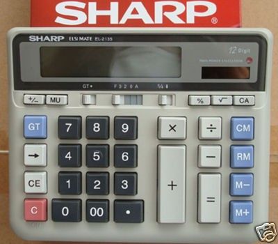 SHARP EL 2135 Desktop Electronic Calculator 12 DIGITS Solar Power New 