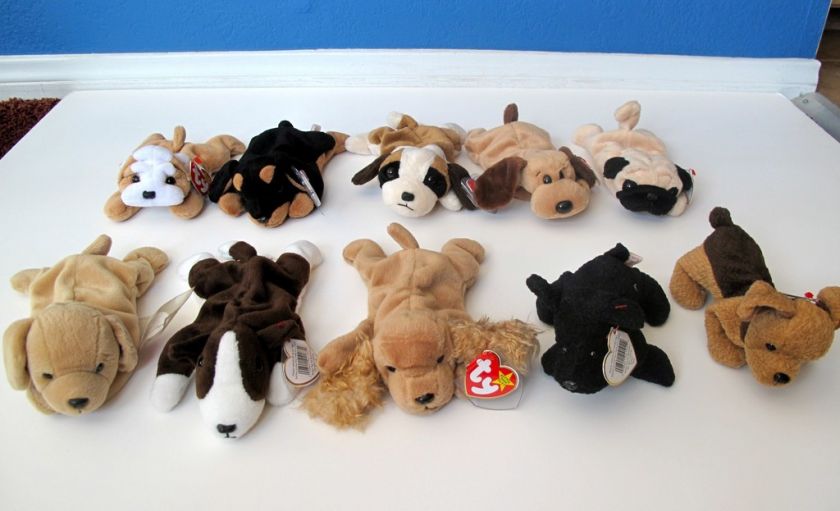 1994  97 Ty Beanie Babies Dogs Collection Lot of 10 Mint with Tags 