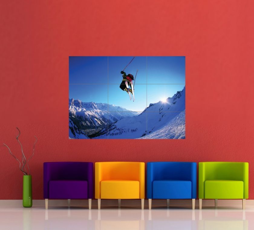 SKIER DOWNHILL SKIING WINTER GIANT POSTER X817  