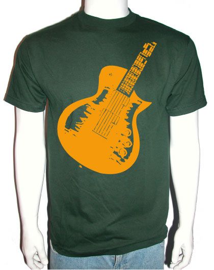 COOL ELECTRIC GUITAR T SHIRT ROCK STAR TEE MUSIC GRN L  