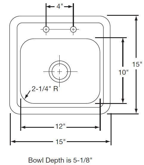 Elkay Kingsford Series 15 x 15 Top Mount 2 Hole Bar/Prep Sink in 